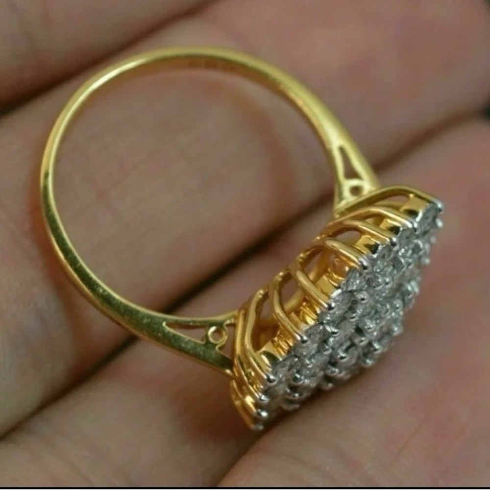 14KT Yellow Gold 3CT Halo Diamond Cluster Engagement Wedding Ring - Picture 7 of 10
